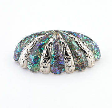 Schaub Imperial Shell - inlaid on Solid Brass - Polished Nickel Cup Pull - 3" cc